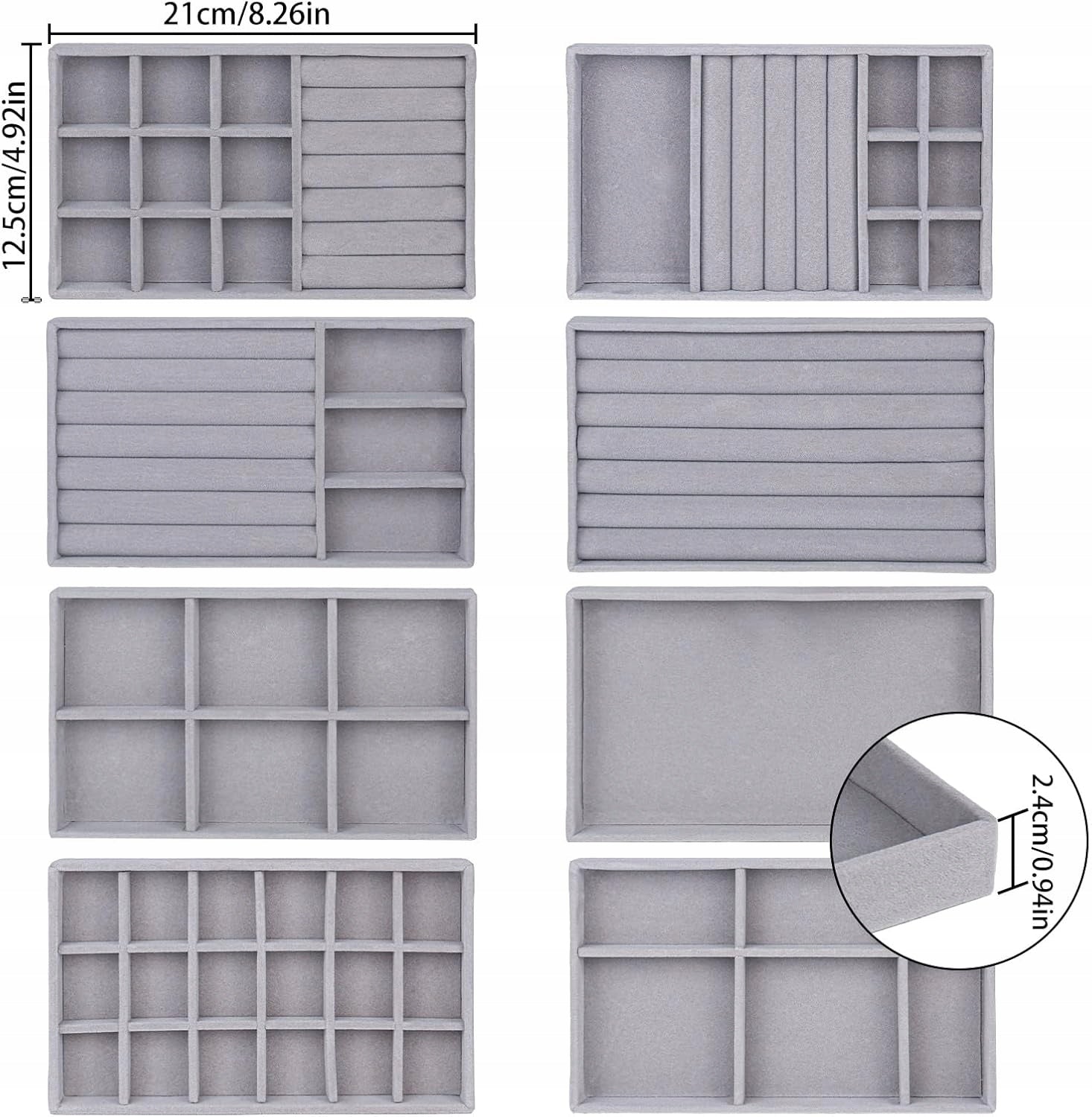 Velvet Trays Jewelry Organizers for Drawers 8pcs Packaging status original