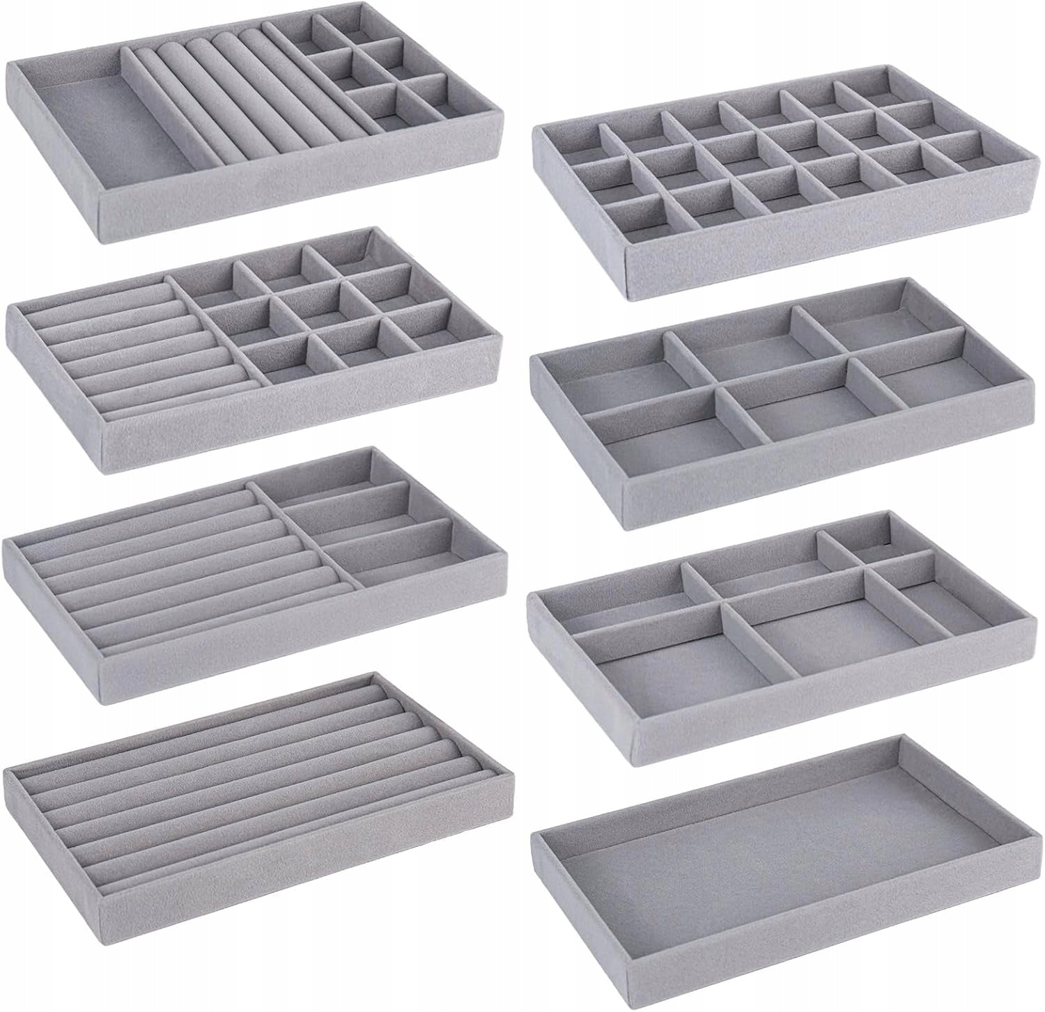 Velvet Trays Jewelry Organizers for Drawers 8pcs