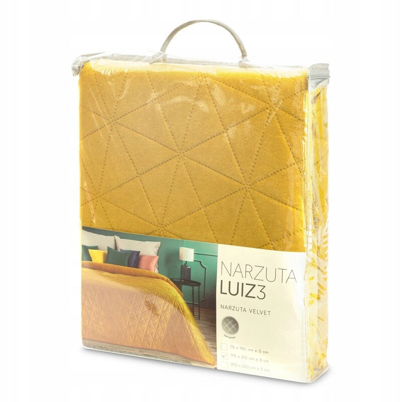 Velvet bedspread 170x210 Luiz 3 mustard Eurofirany Brand Eurofirany