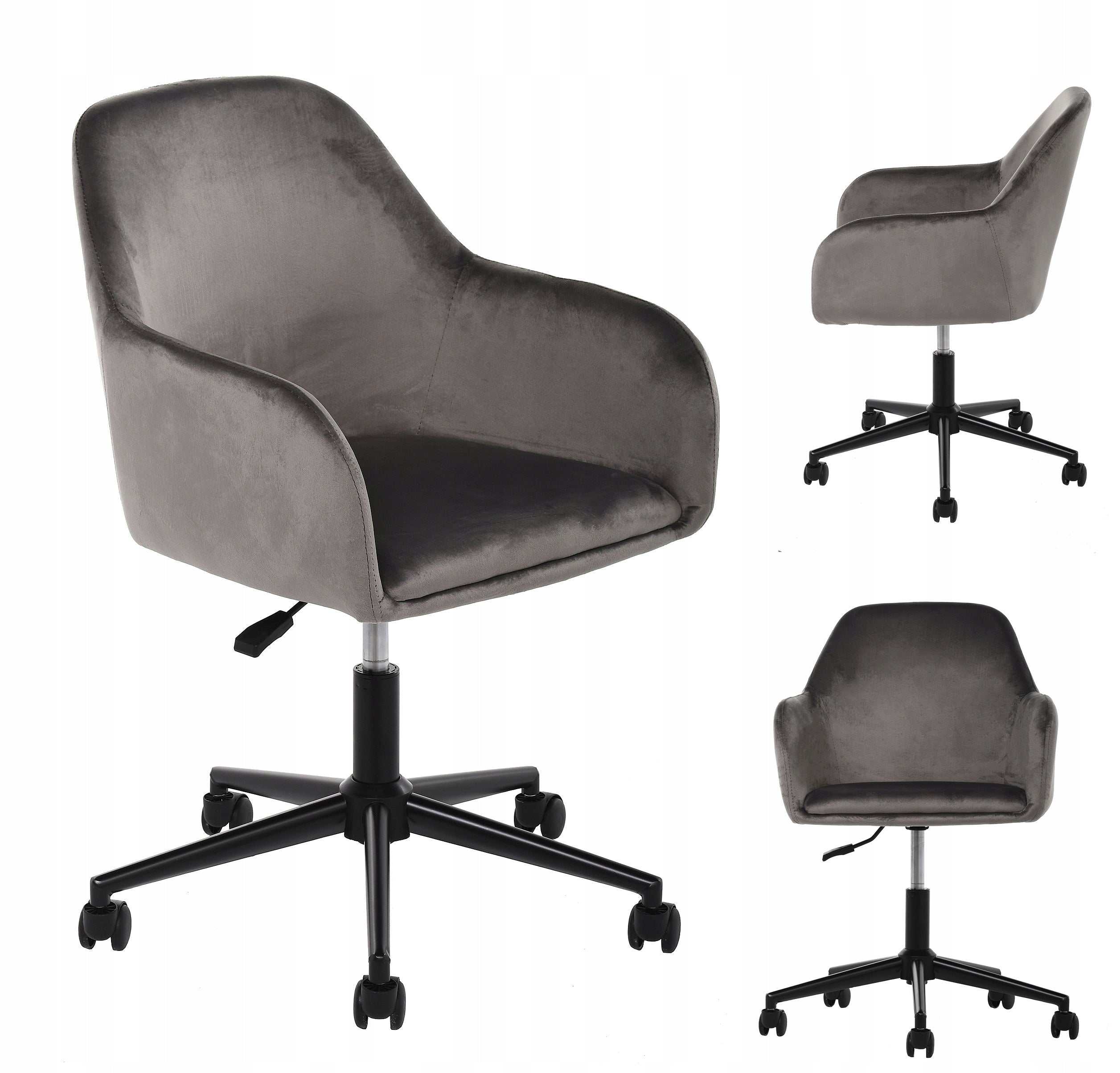 Velvet swivel chair grey elegant comfortable for office and home