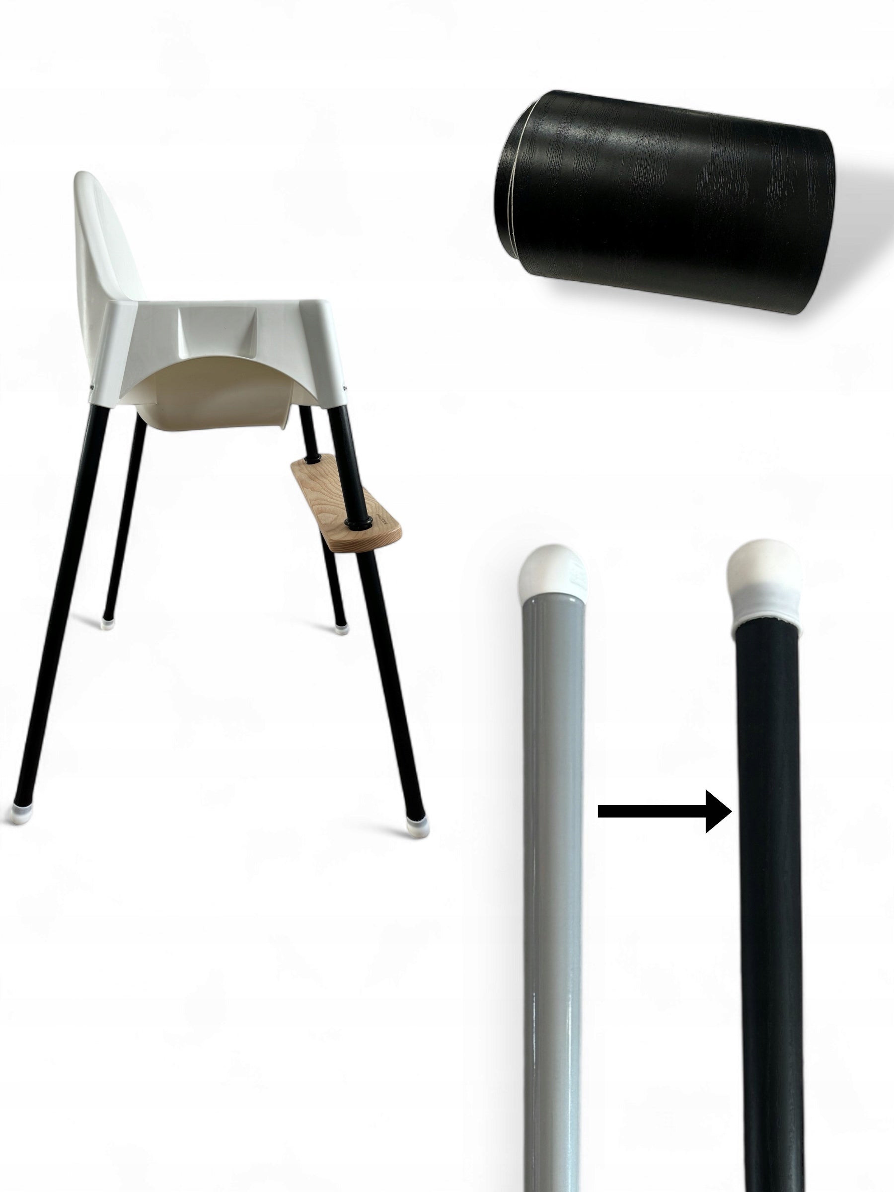 Veneer for Ikea Antilop chair legs! - BLACK MATTE WOOD