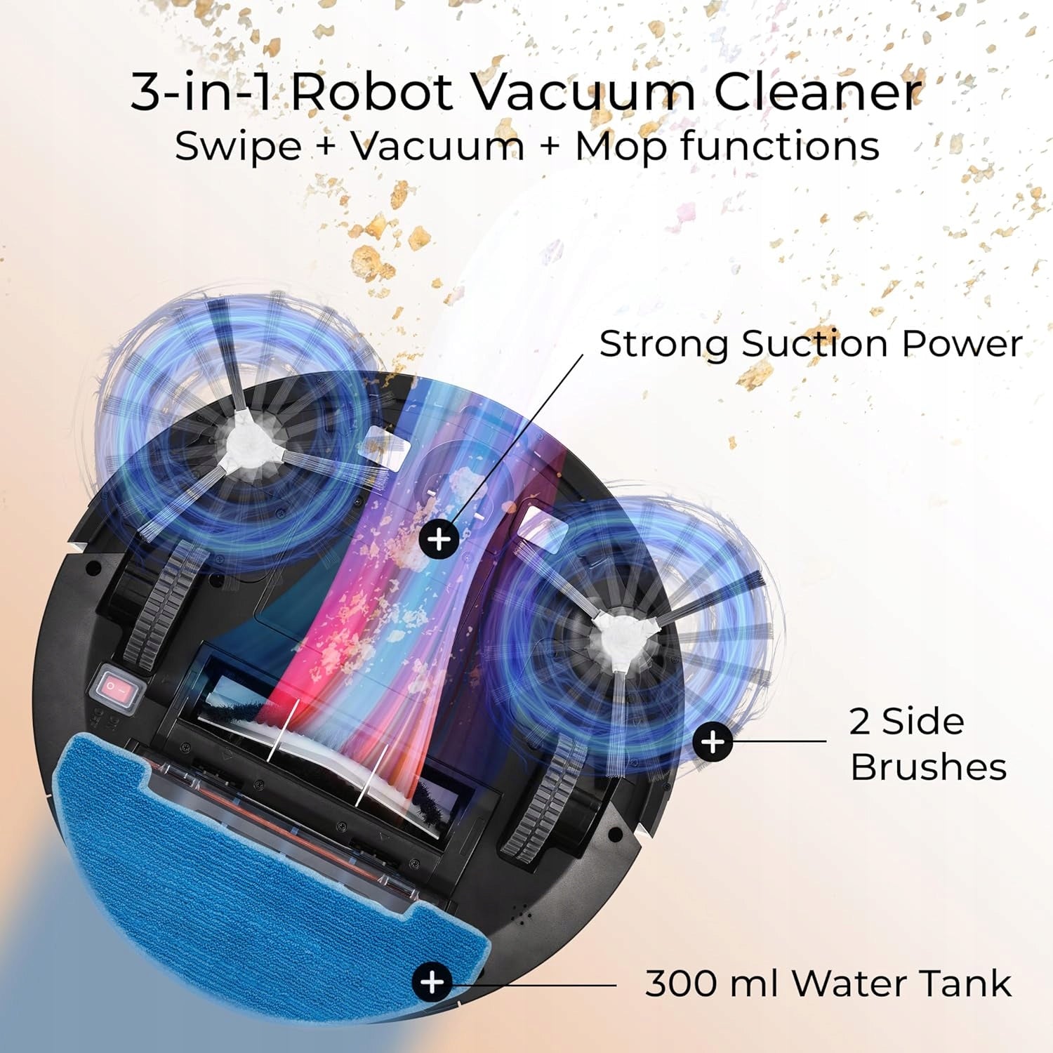 Venga Robot Vacuum Cleaner 3in1 Mop 6 Modes Quiet Easy VG RVC 3000 BK Black Brand Venga