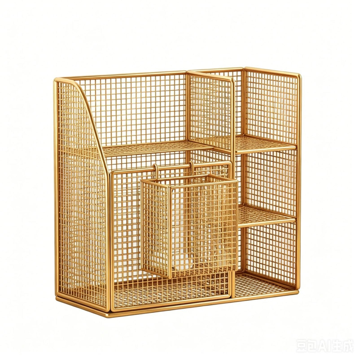 Ventilated Sports Gear Organizer Split Design Exercise Mat Basket Gold - a