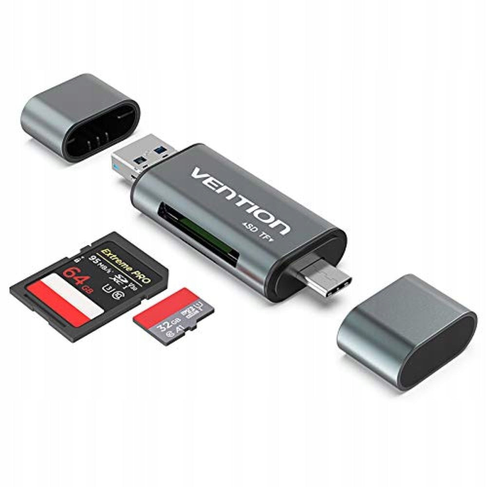 Vention ADAPTER SD/microSD CARD READER USB 3.0, USB-C FOR PHONE LAPTOP