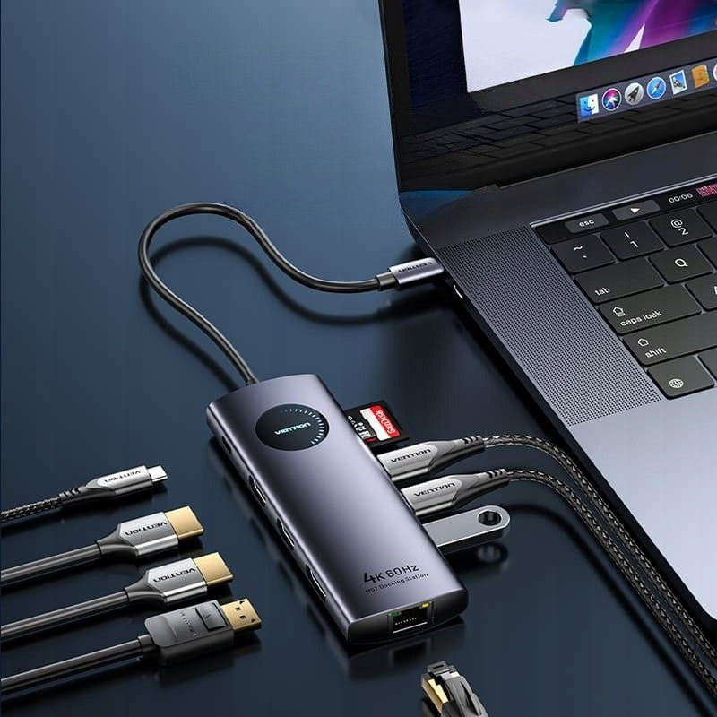 Vention USB-C Docking Station 10w1 8K 30Hz 100W PD TQWHB LED Display Packaging status original