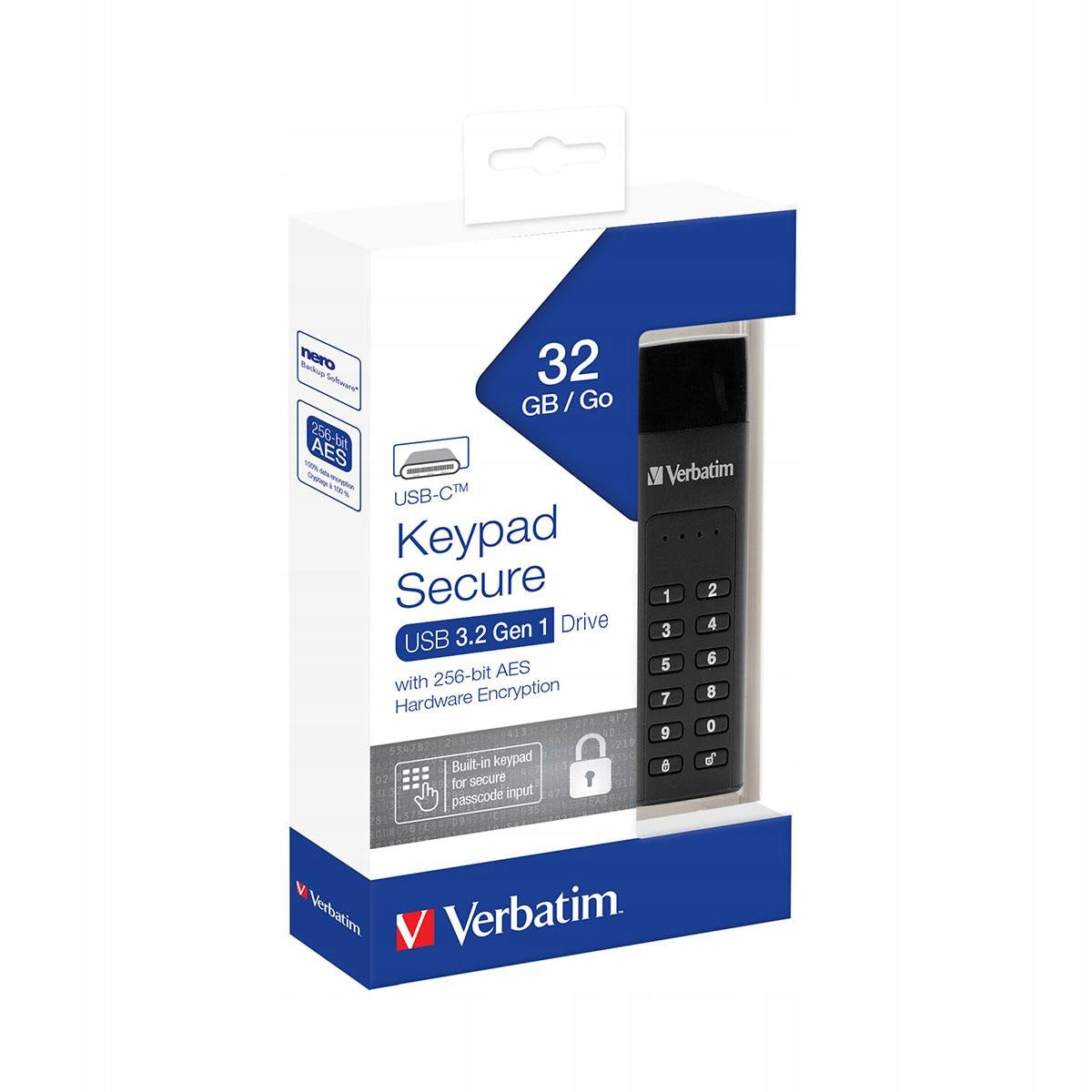 Verbatim Keypad Secure 32GB USB-C 3.0 with Keyboard Color black