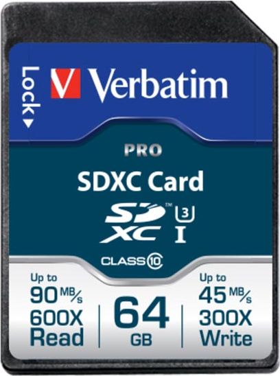 Verbatim Pro SDXC 64 GB Class 10 UHS-I/U3 card (47022)