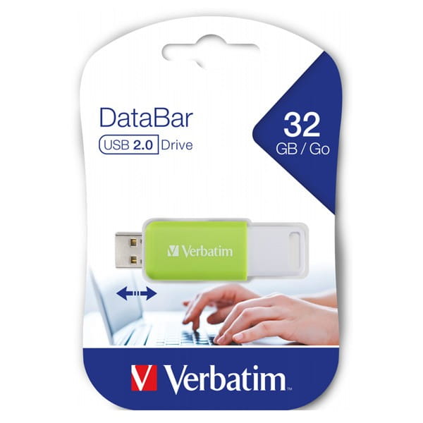 Verbatim USB flash disk, USB 2.0, 32GB, DataBar, green, 49454, to