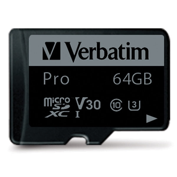 Verbatim microSD card 64GB + adapterPro U3 black/black 47042