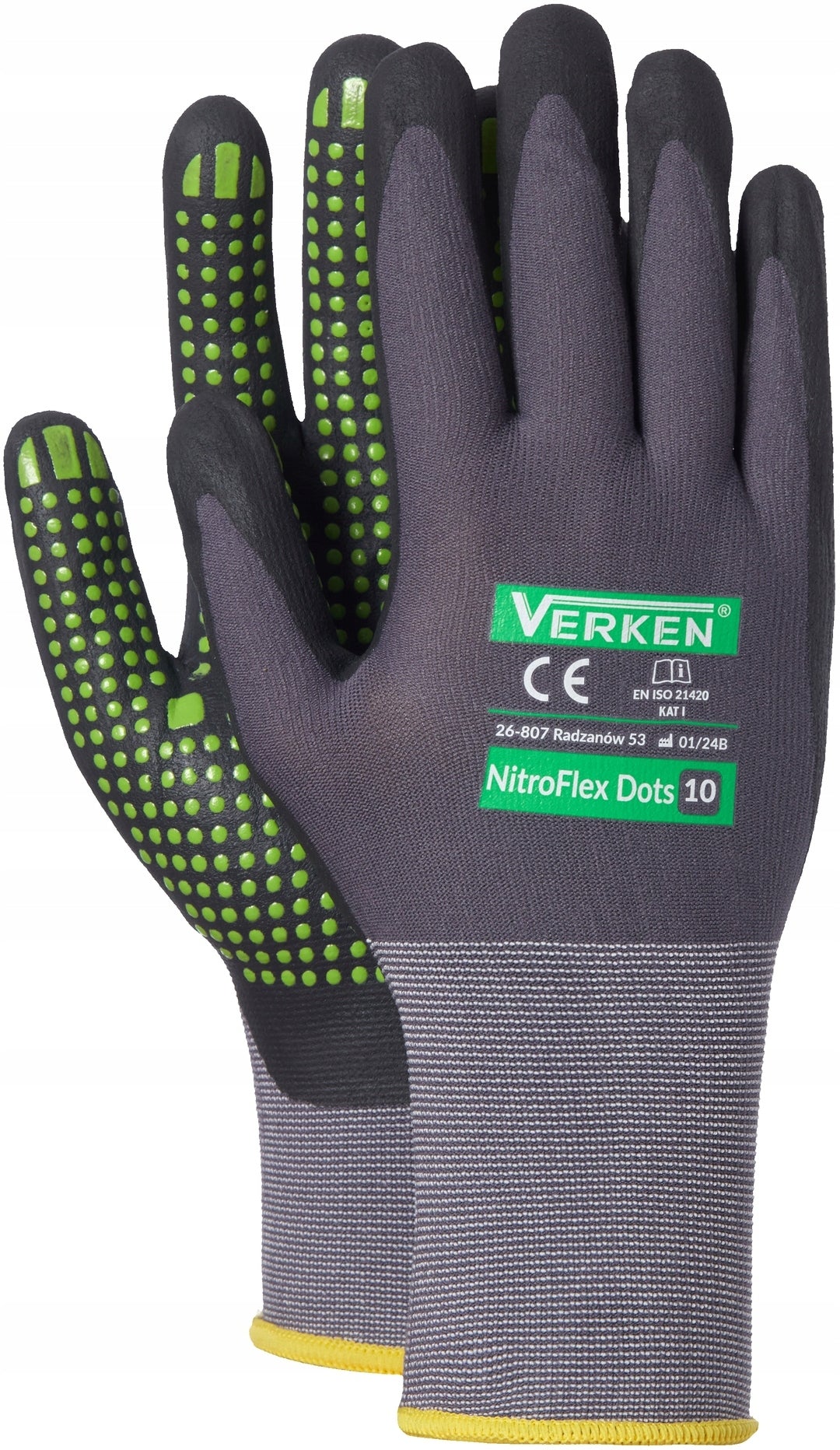 Verken Work Gloves (NitroFlex Dots) Size 10 - XL 1 Pair Manufacturer of a medical device brak informacji