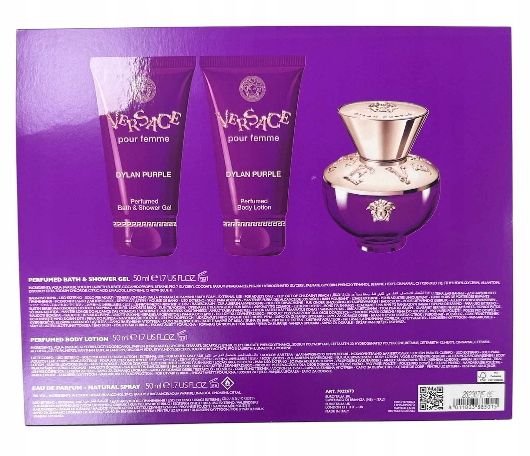 Versace Dylan Purple Eau de Parfum 50 ml + body lotion + shower gel Brand Versace