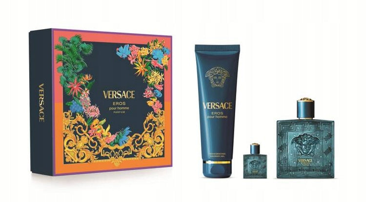 Versace Eros Parfum Pour Homme Perfume 100ml + Gel 150ml + Perfume 5ml Packaging status original