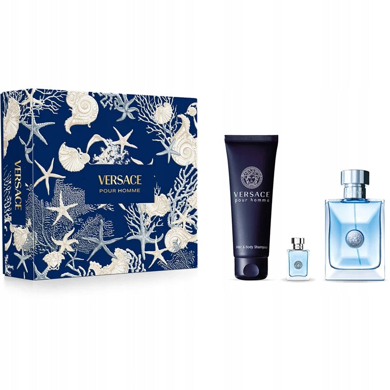 Versace Pour Homme set EDT spray 100ml and 5ml + shower gel 150ml Packaging status original
