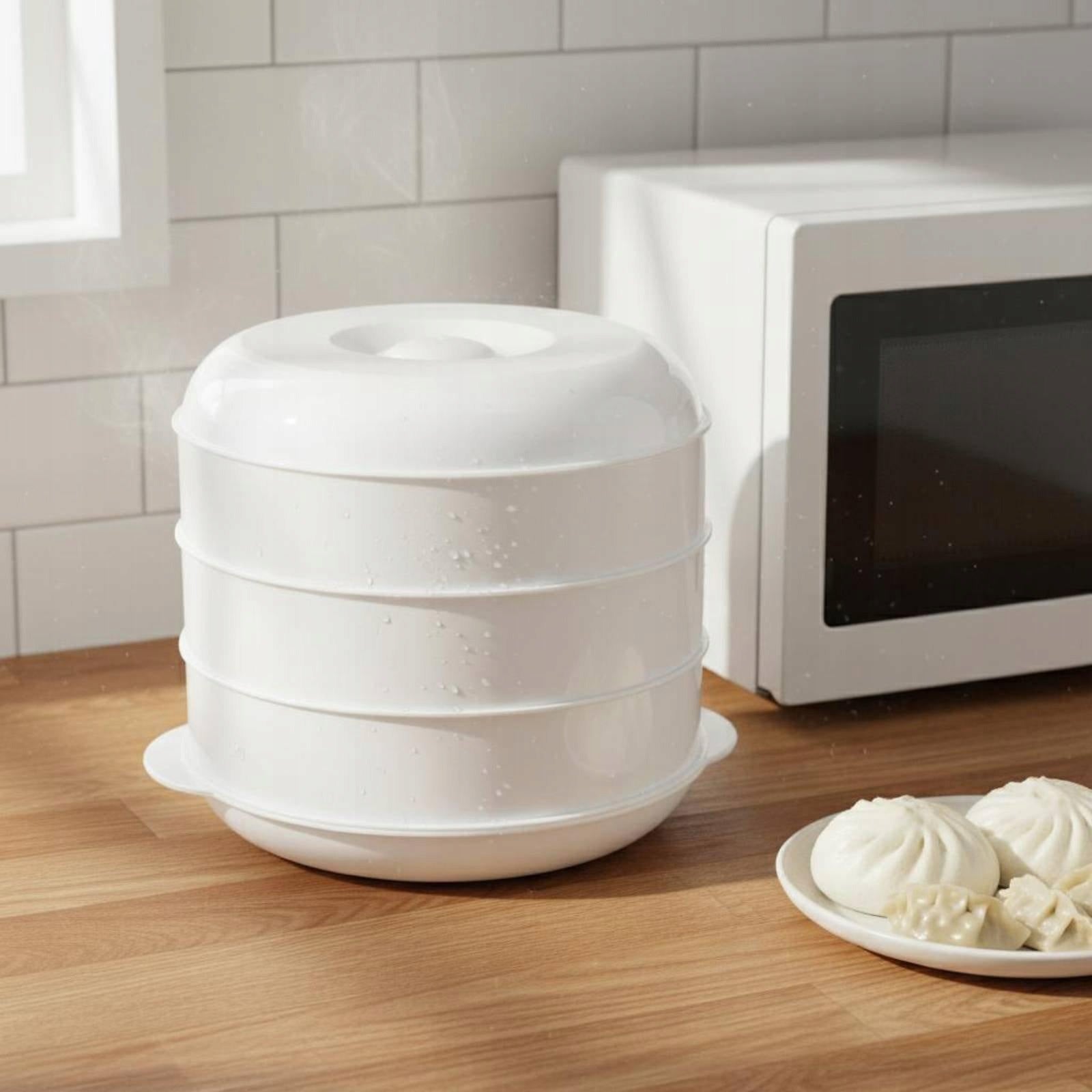 Versatile Microwave Steamer with Water Storage Base Food grade PP L 3 Layer Brand no brand