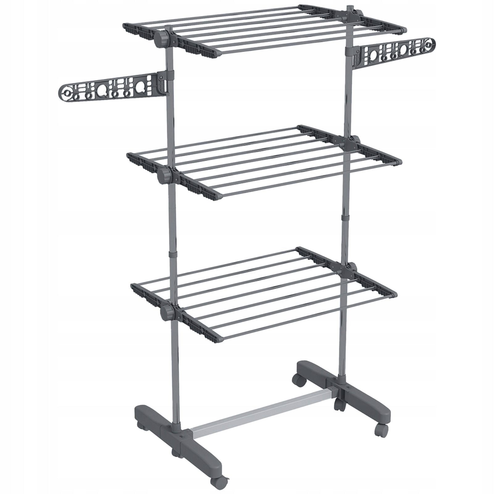 Vertical Laundry Dryer 3 Levels Wheels Folding Steel Grey
