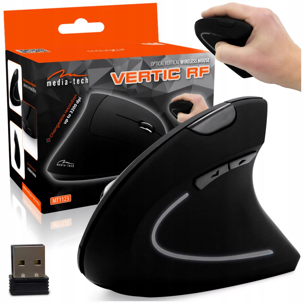 Vertical Mouse Vertic Wireless Vertic RF Range 10m LED 5 Buttons