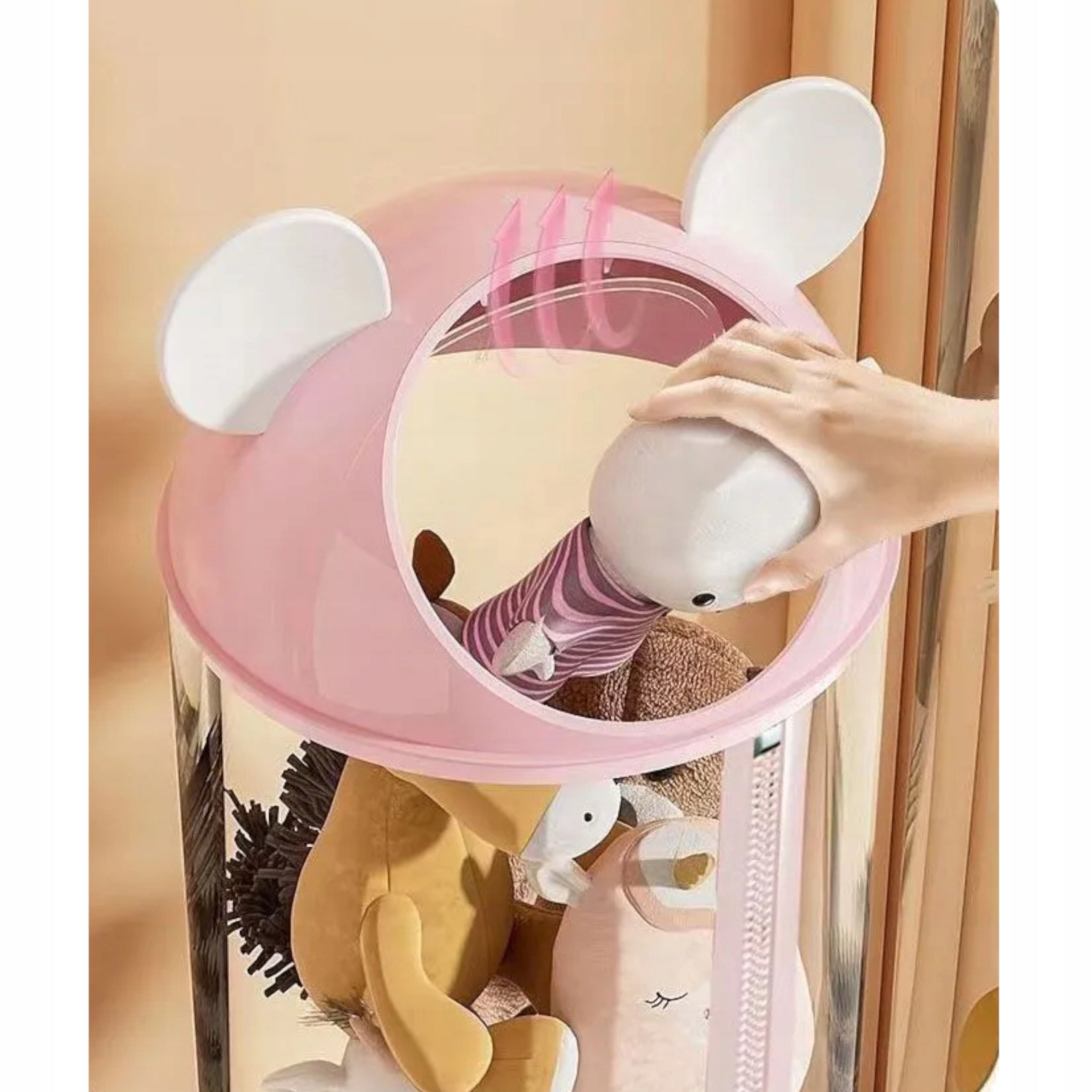 Vertical Plush Container High Organizer Tube 112cm for Toys Pink Packaging status original