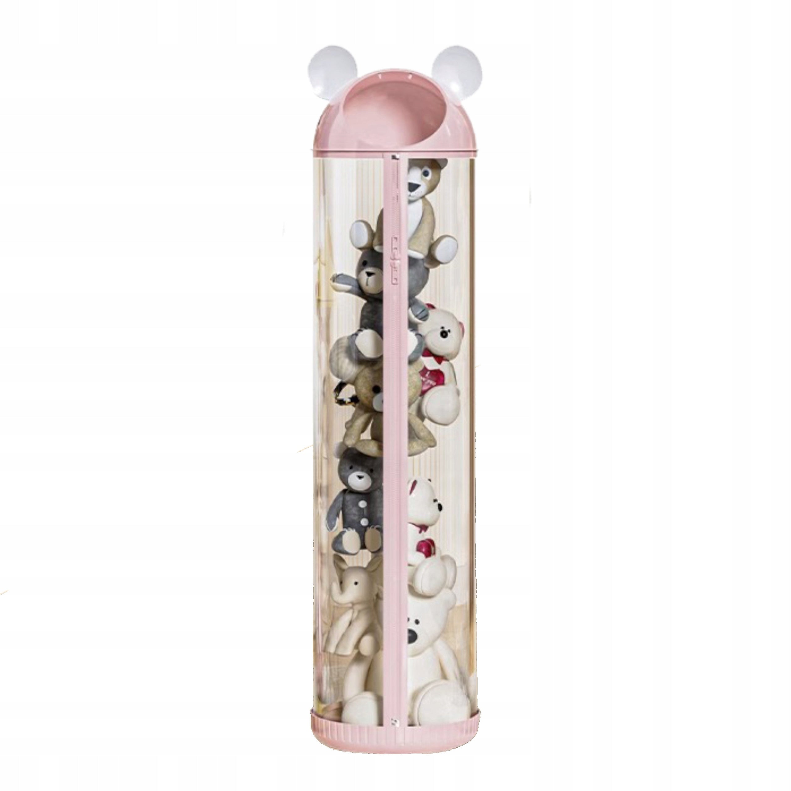 Vertical Plush Container High Organizer Tube 112cm for Toys Pink
