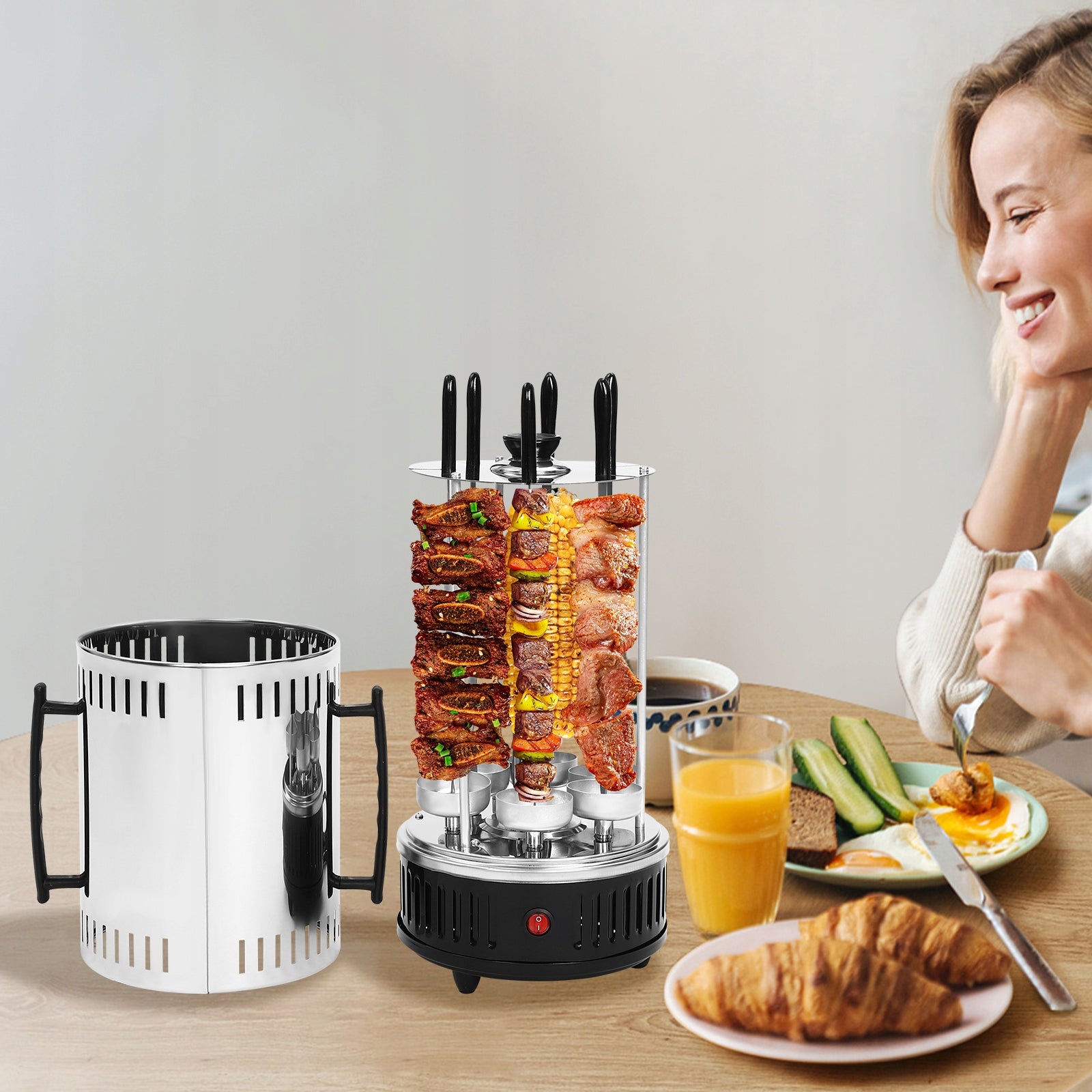 Vertical Rotisserie Grill Electric Rotating Grill Machine 1000W Packaging status original