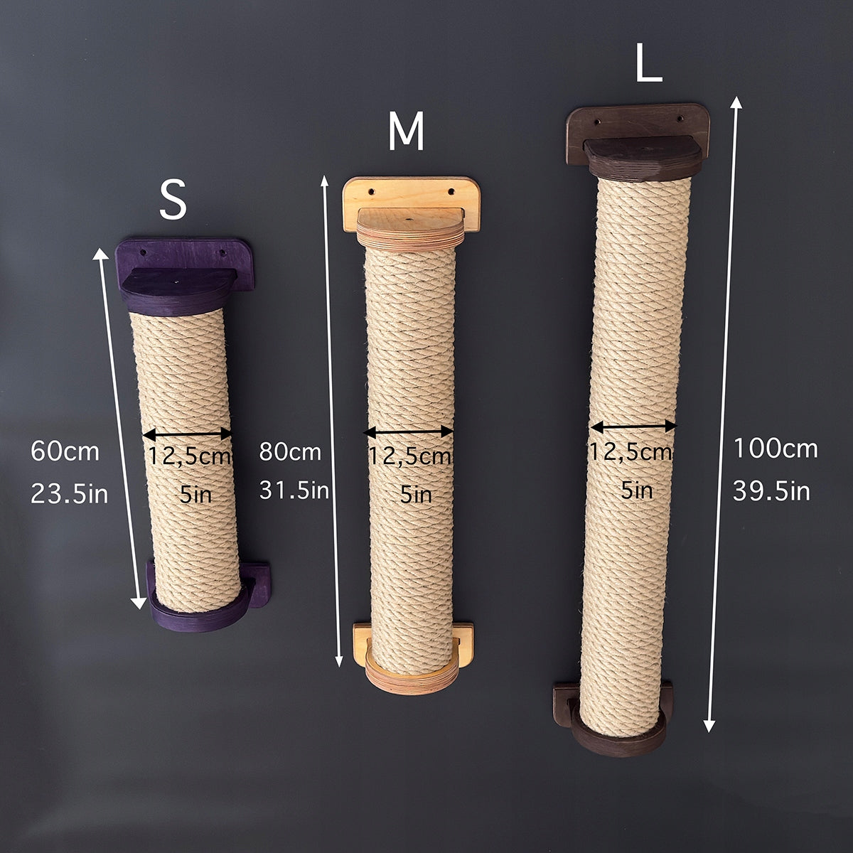 Vertical wall scratcher for cat M-80 cm large stable + screws Dark Brown Kind tall scratching post scratching mats scratching post scratching tower