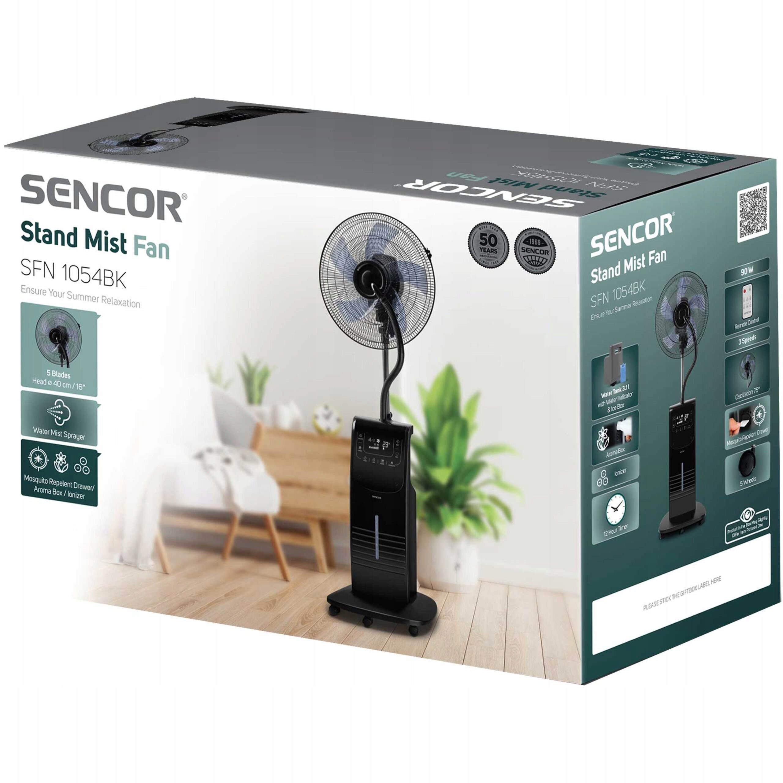 Vertikální ventilátor Sencor SFN 1054BK 90 W 3 Rychlosti EFEKT MLHY 200 Brand Sencor