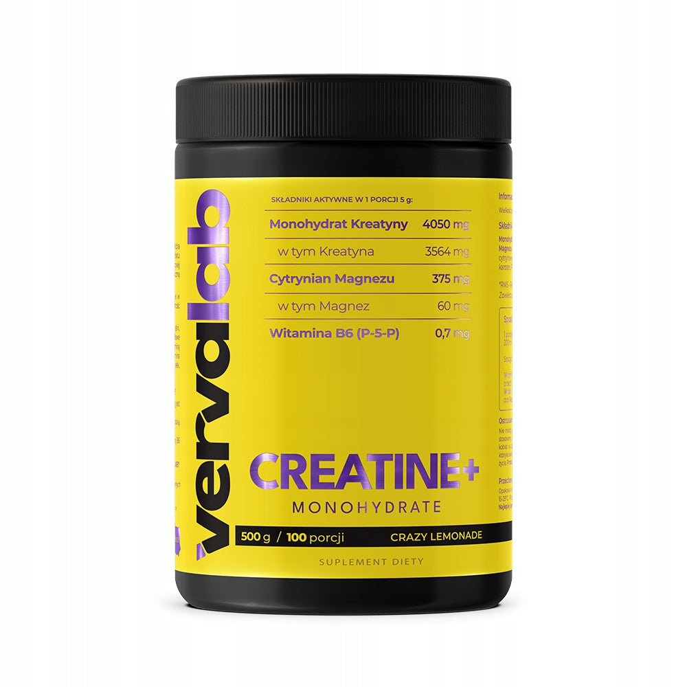 Vervalab CREATINE+MONOHYDRATE crazy lemonade 500g lemonade flavor CREATINE