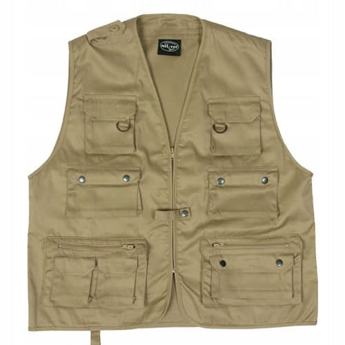 Vest Hunting Fishing Vest Mil-Tec Khaki 4XL Model Kamizelka Wędkarska