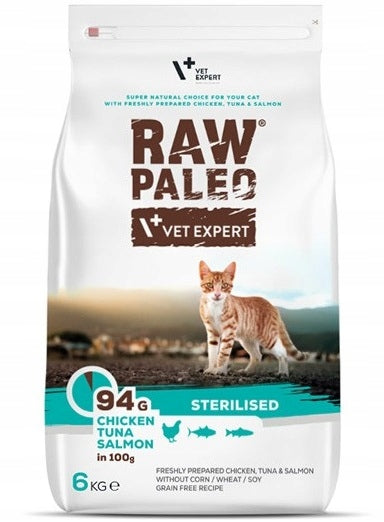 VetExpert Raw Paleo Sterilized Cat Chicken&Tuna&Salmon 6kg
