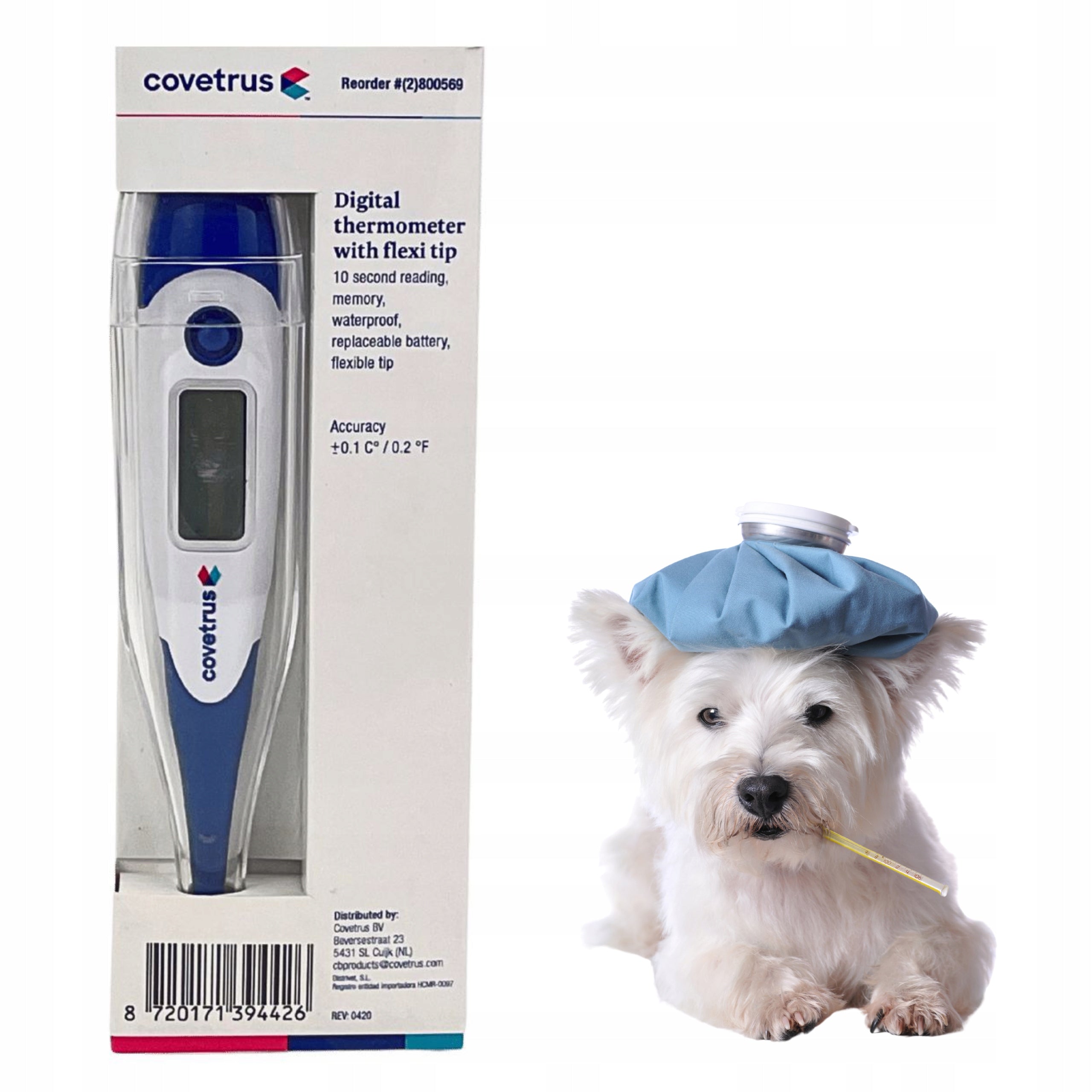 Veterinary thermometer with flexible tip 1pc Covetrus
