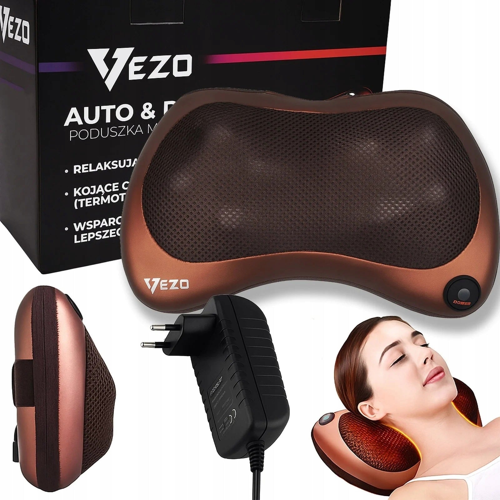 Vezo massage pillow shiatsu neck heating 8 points