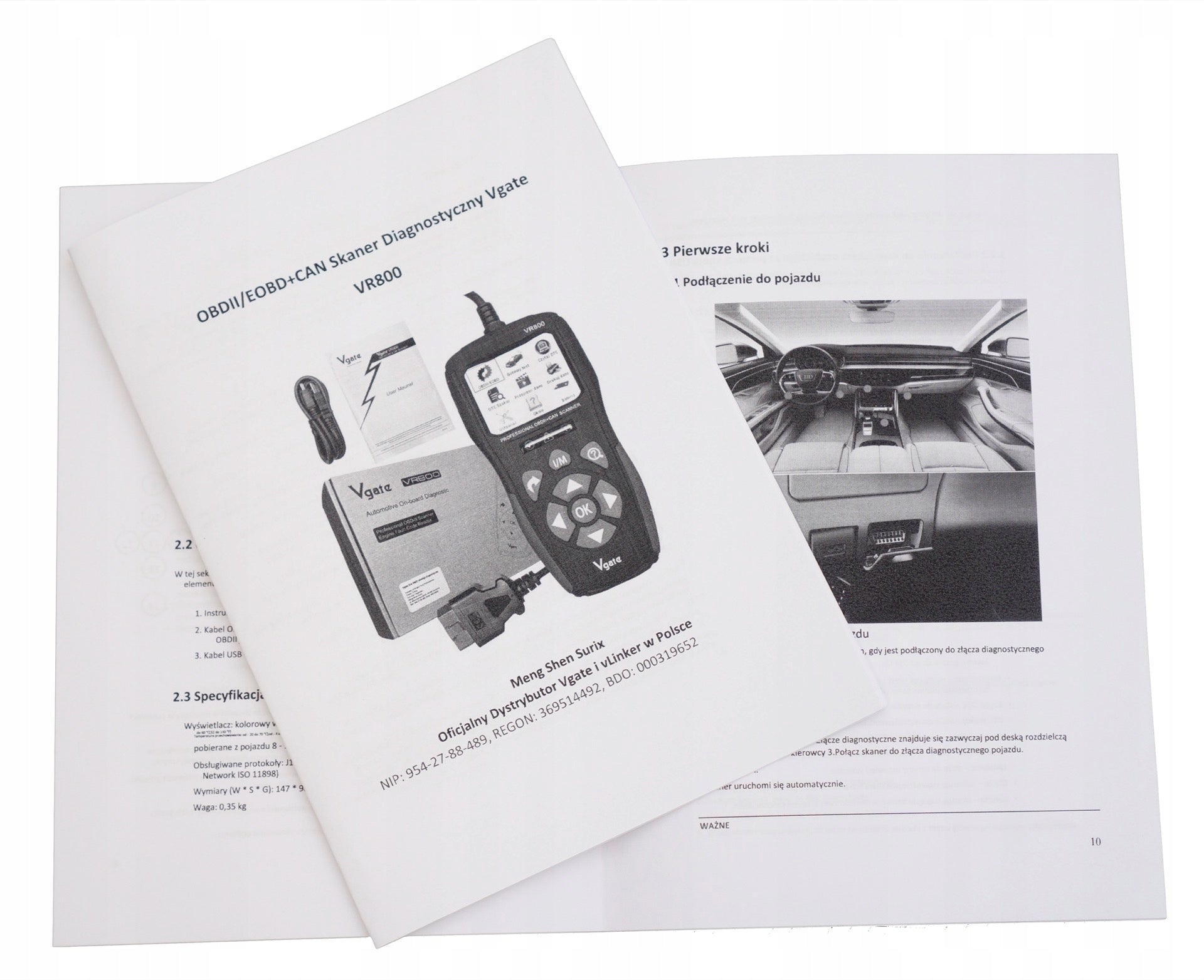 Vgate VR800 Diagnostic Interface OBD2 Tester PL Brand Vgate