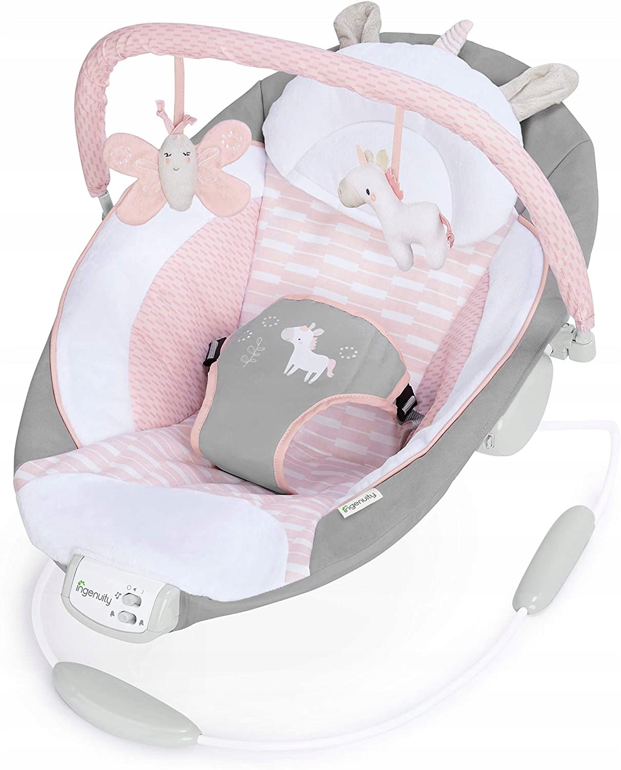 Vibrating lounger Ingenuity Flora pink