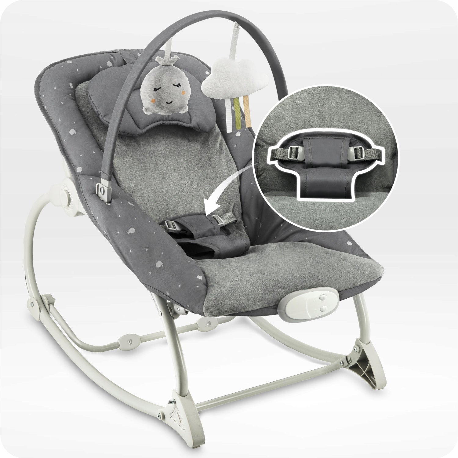 Vibration lounger with melodies MoMi LAPIS dark grey Manufacturer code BULE00046
