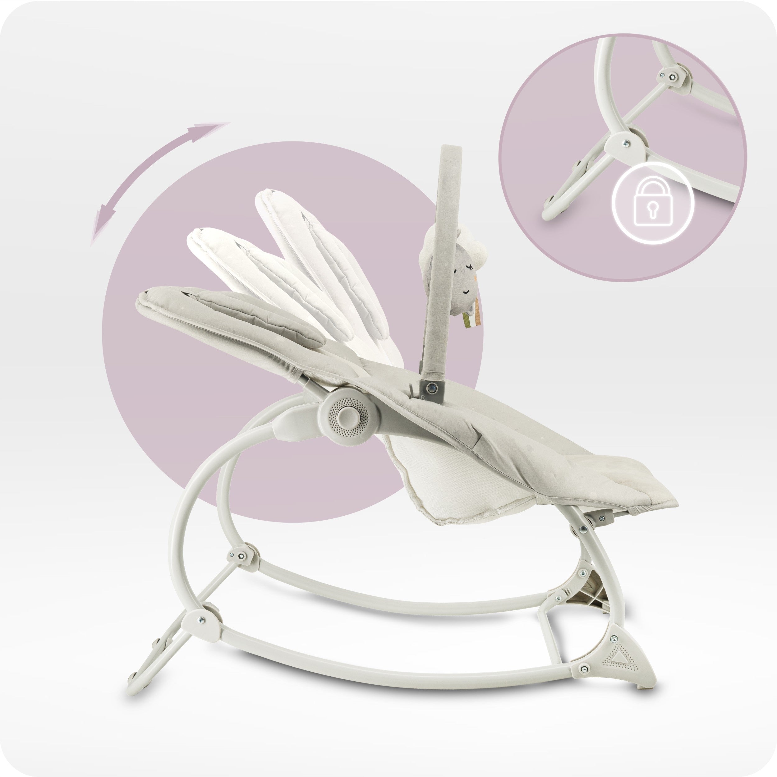 Vibration lounger with melodies MoMi LAPIS light grey Manufacturer code BULE00045