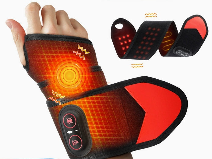 Vibration massager wrist band heating orthosis carpal tunnel pain