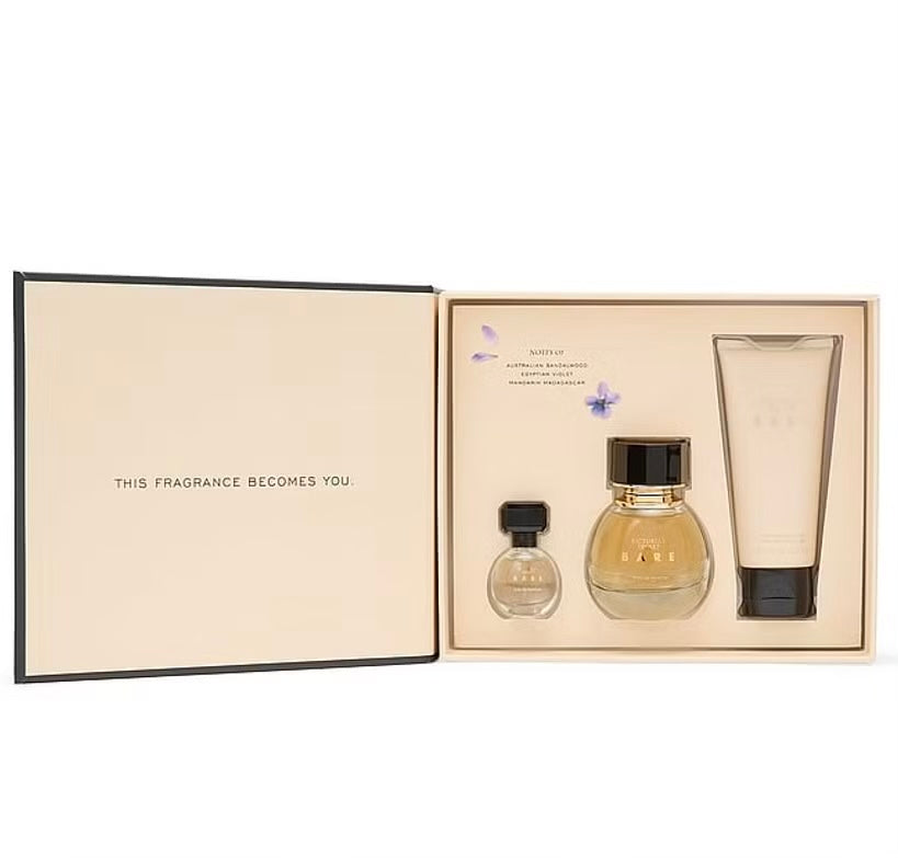 Victoria’s Secret Bare Set 3 products Perfume lotion Set components balm eau de parfum