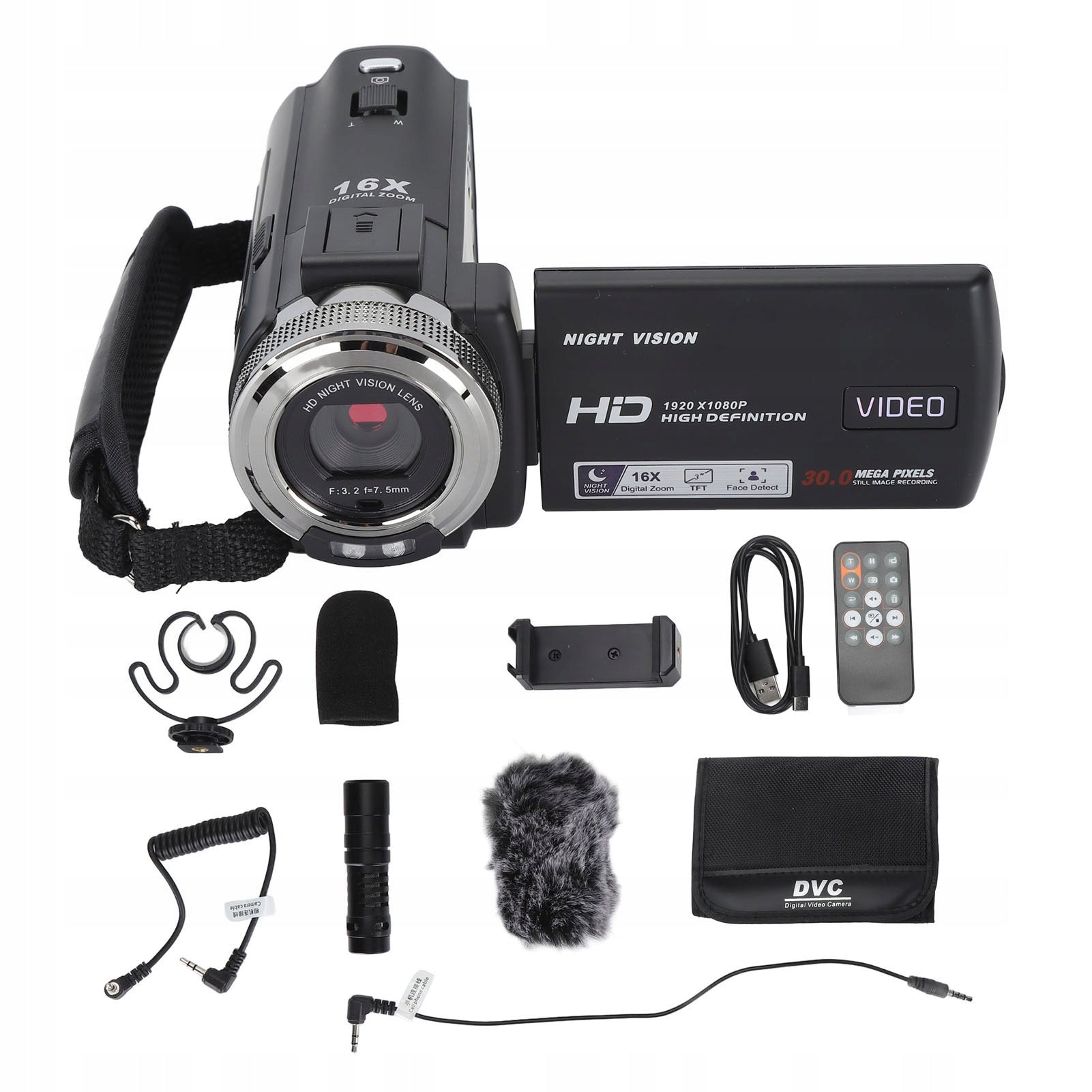 Video Camera 30MP 1080P HD Camera 3 Inch TFT LCD Screen 16x P9