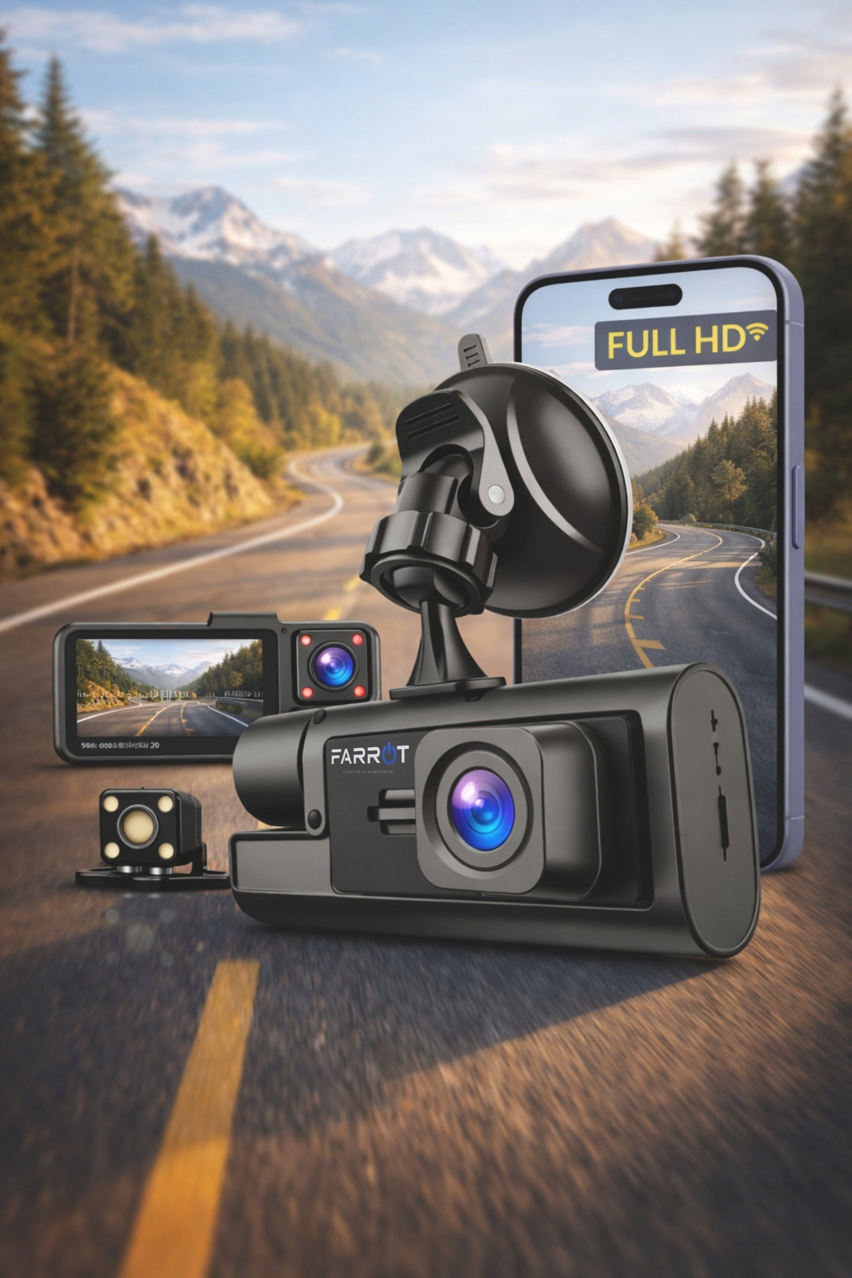 Video Recorder Car Camera 3in1 Front Interior Rear WiFi Full HD Packaging status original