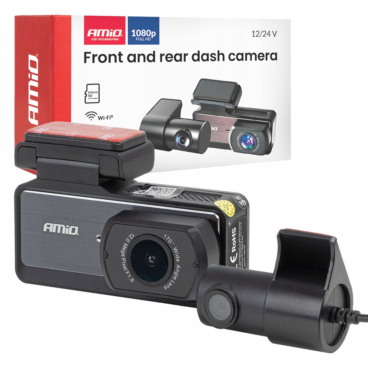 Video Recorder Car Camera Front Rear Full HD WiFi 256GB 1K DVR