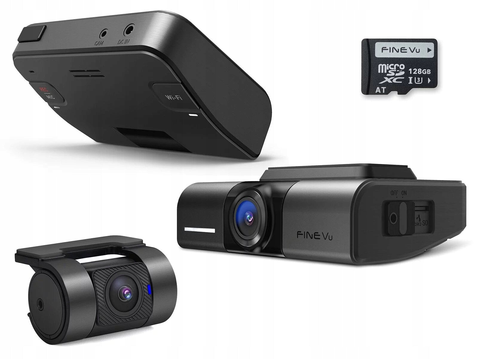 Video Recorder FINEVU GX1000 Cloud QHD GPS WiFi + Rear Camera + SD 128GB Brand FineVu