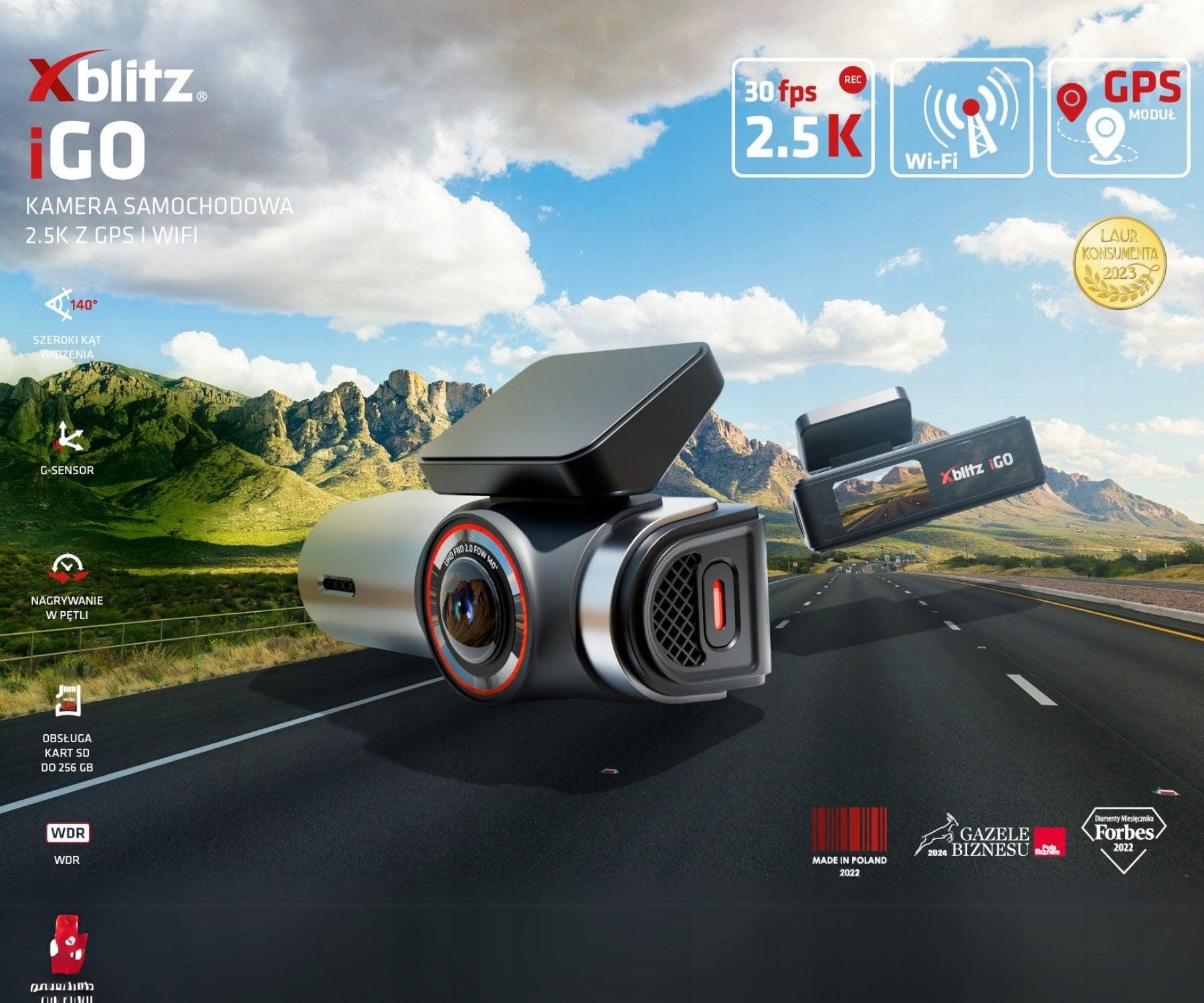 Video car DVR Xblitz XB-IGO QHD 2560x1440 140° GPS Wi-Fi Brand Xblitz