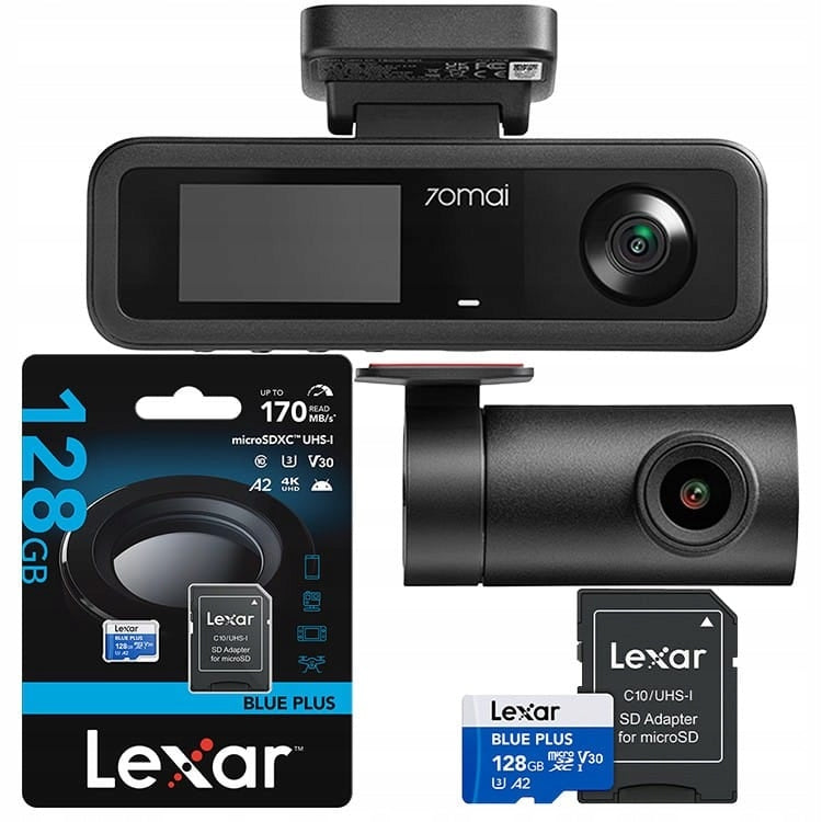 Video recorder 70mai T400 + Lexar card 128GB blue