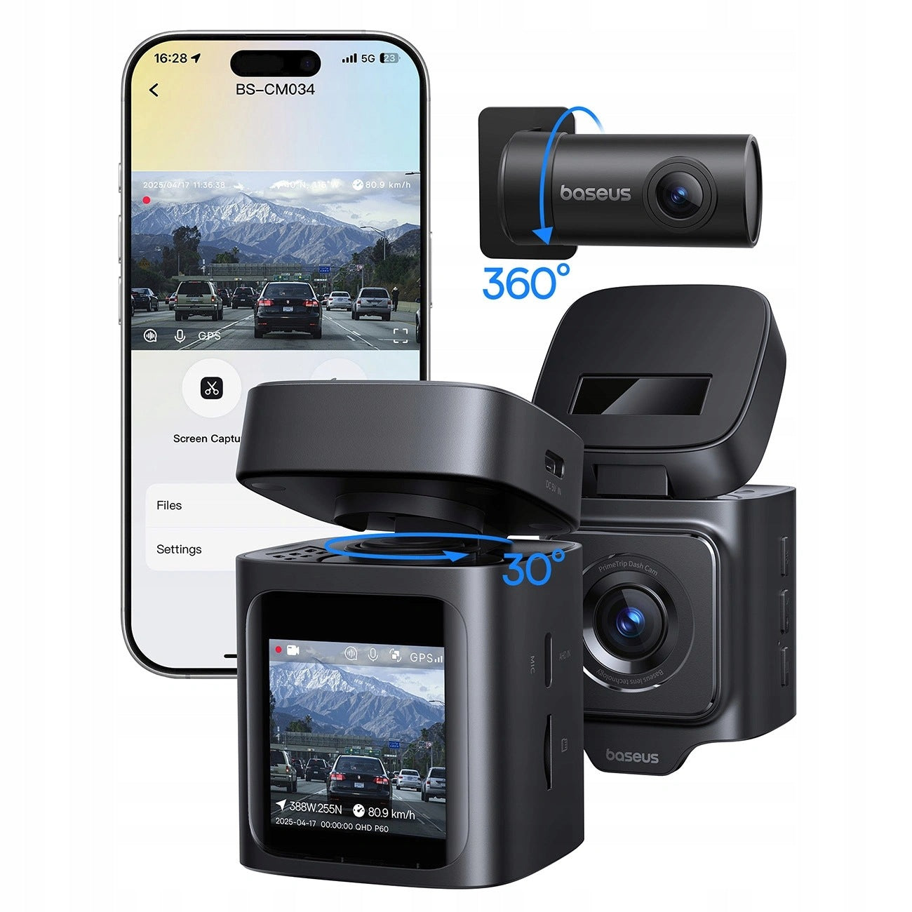 Video recorder Baseus PrimeTrip VD1 Pro 4K + rear 1080p Brand Baseus