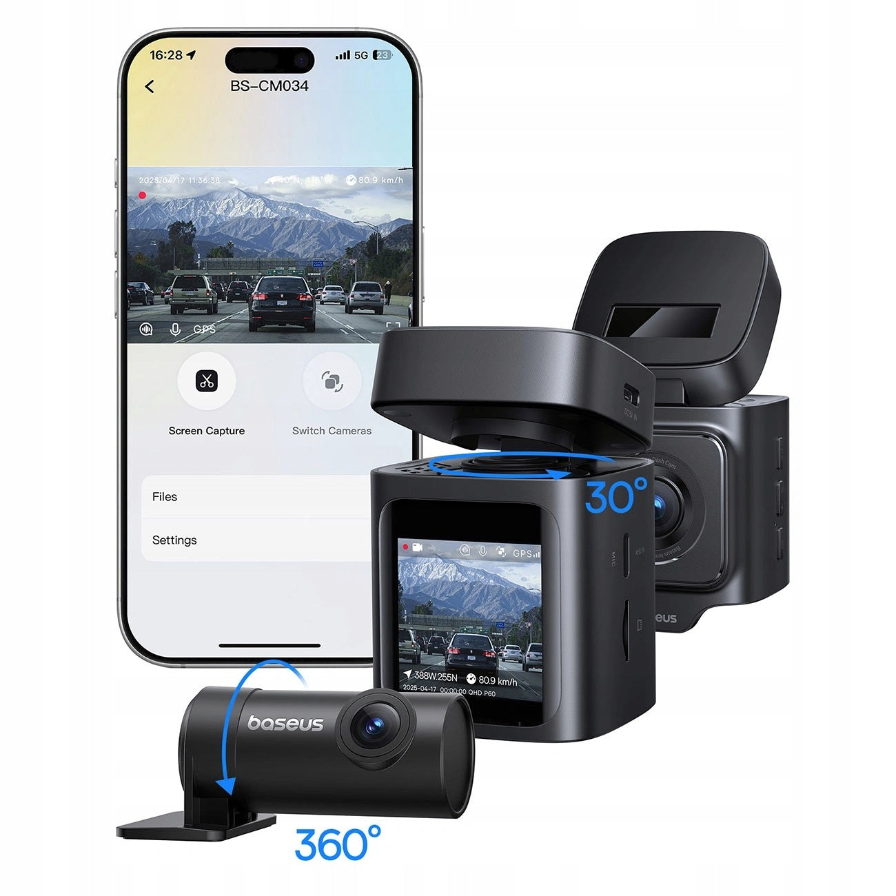 Video recorder Baseus PrimeTrip VD1 Pro 4K + rear 1080p