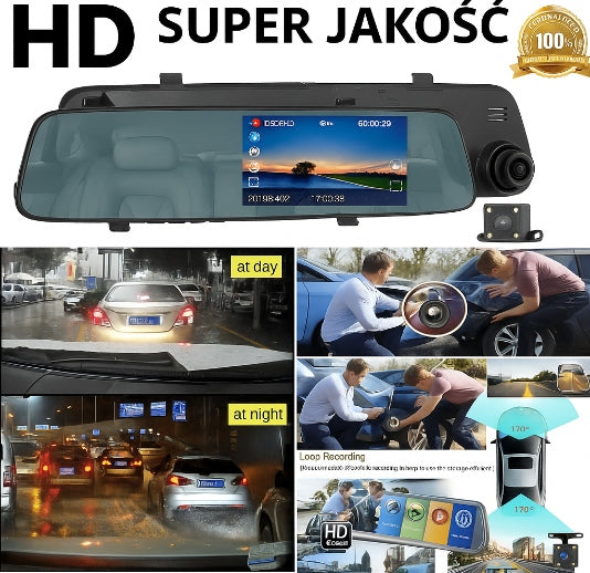 Video recorder mirror + reversing camera Full HD front-back super quality
