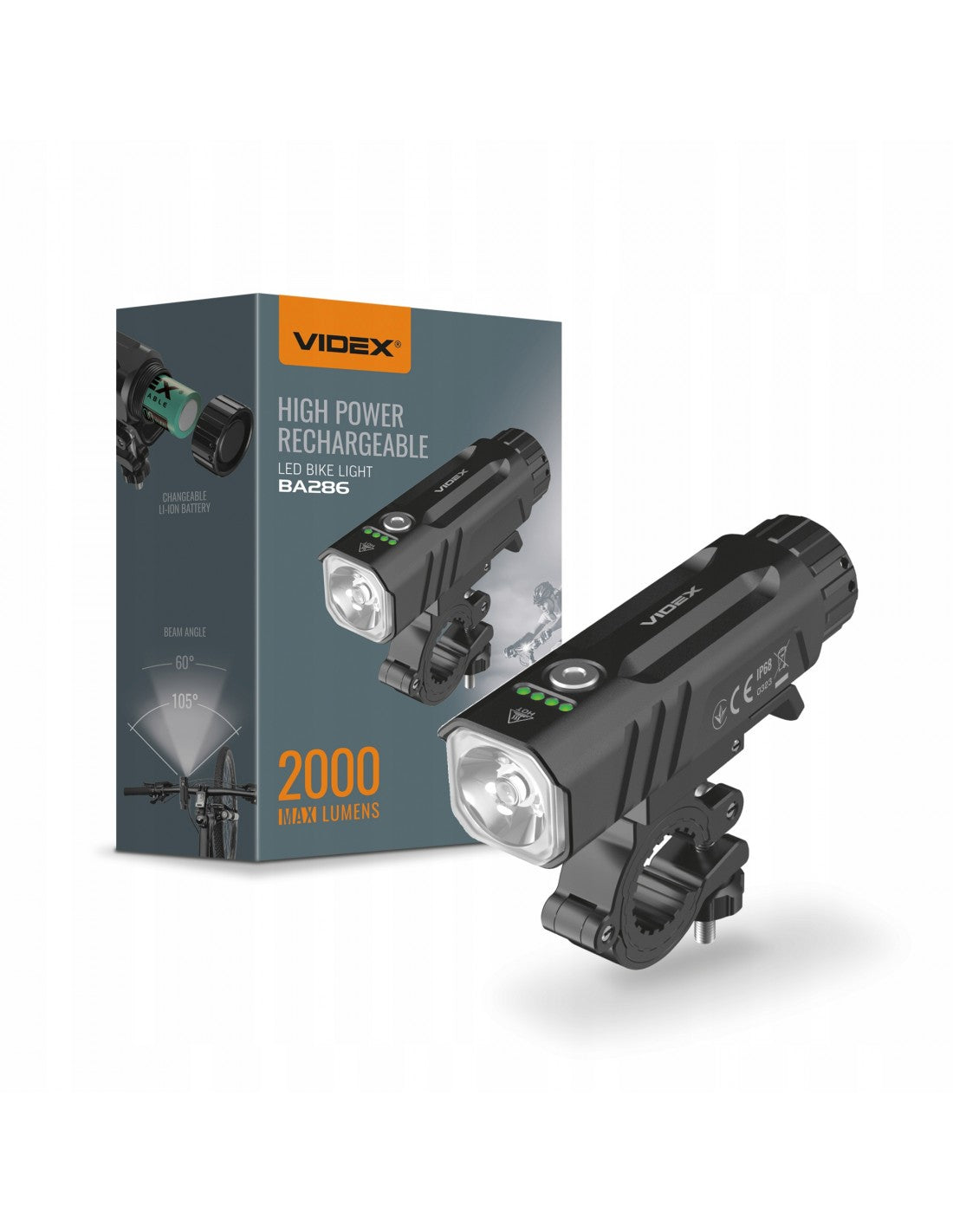 Videx BA286, front bicycle torch, 2000 lm Manufacturer code VLF-BA286