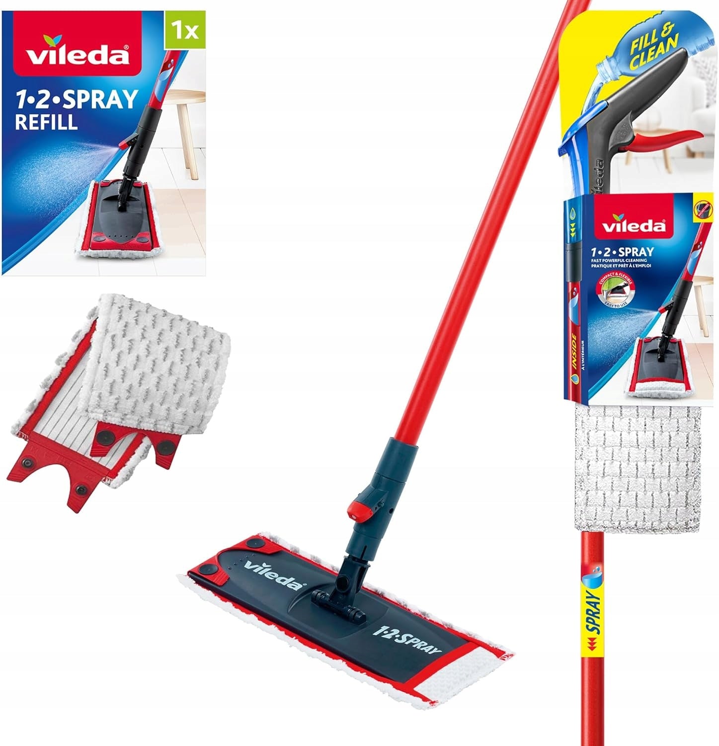 Vileda 1-2 Mop Flat Microfiber Additional Cartridge Hard Surfaces