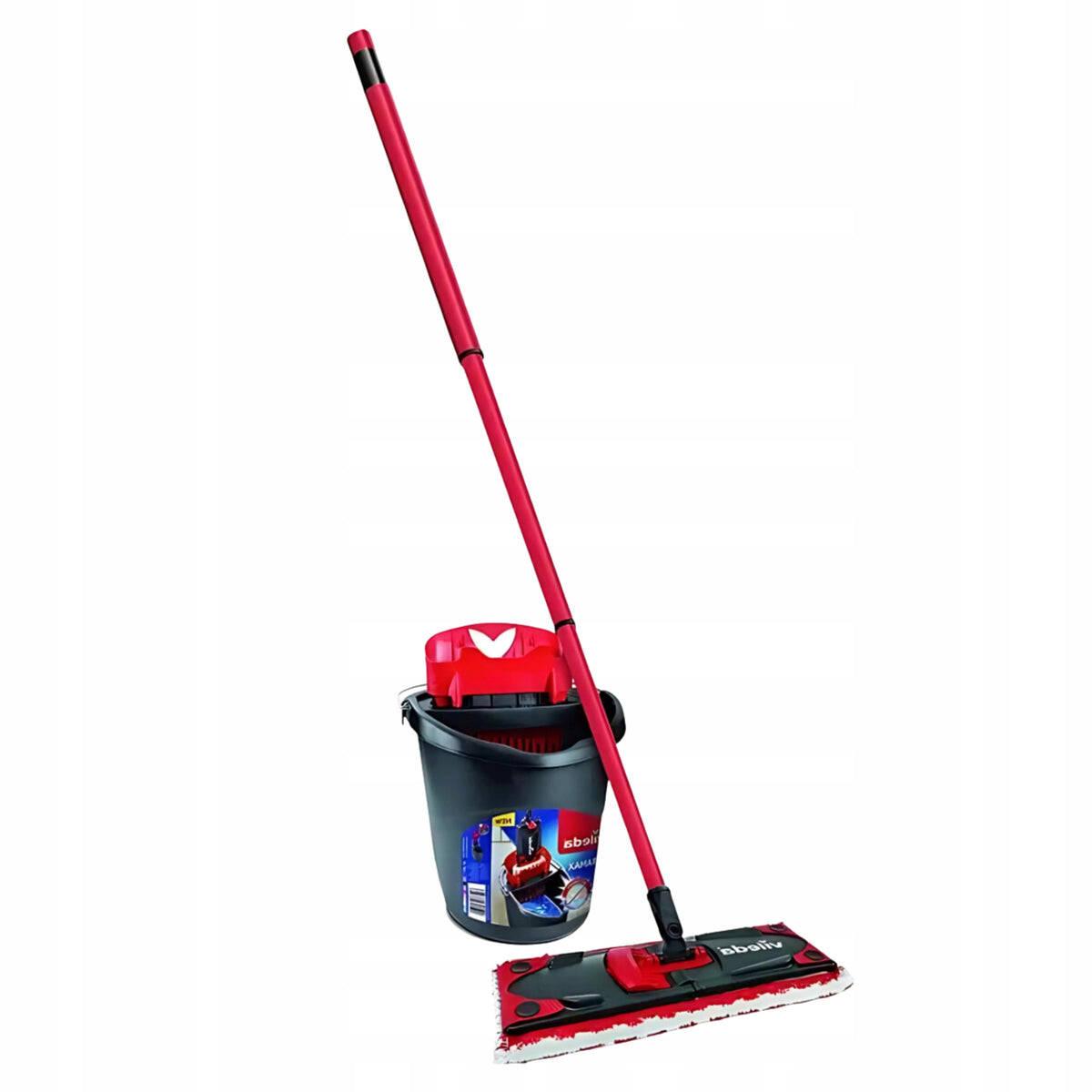 Vileda Flat Mop 36 cm with UltraMax Bucket – Touchless HIT Squeezing Brand Vileda