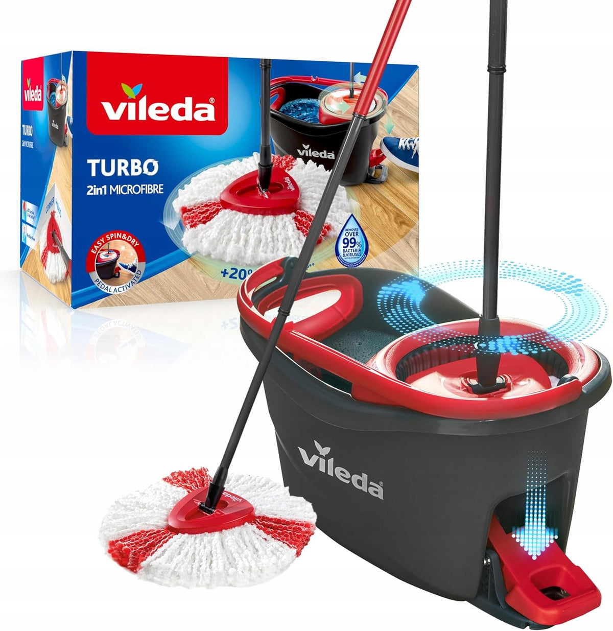 Vileda Turbo Rotary Mop Set Bucket + Microfiber Cartridge EKO