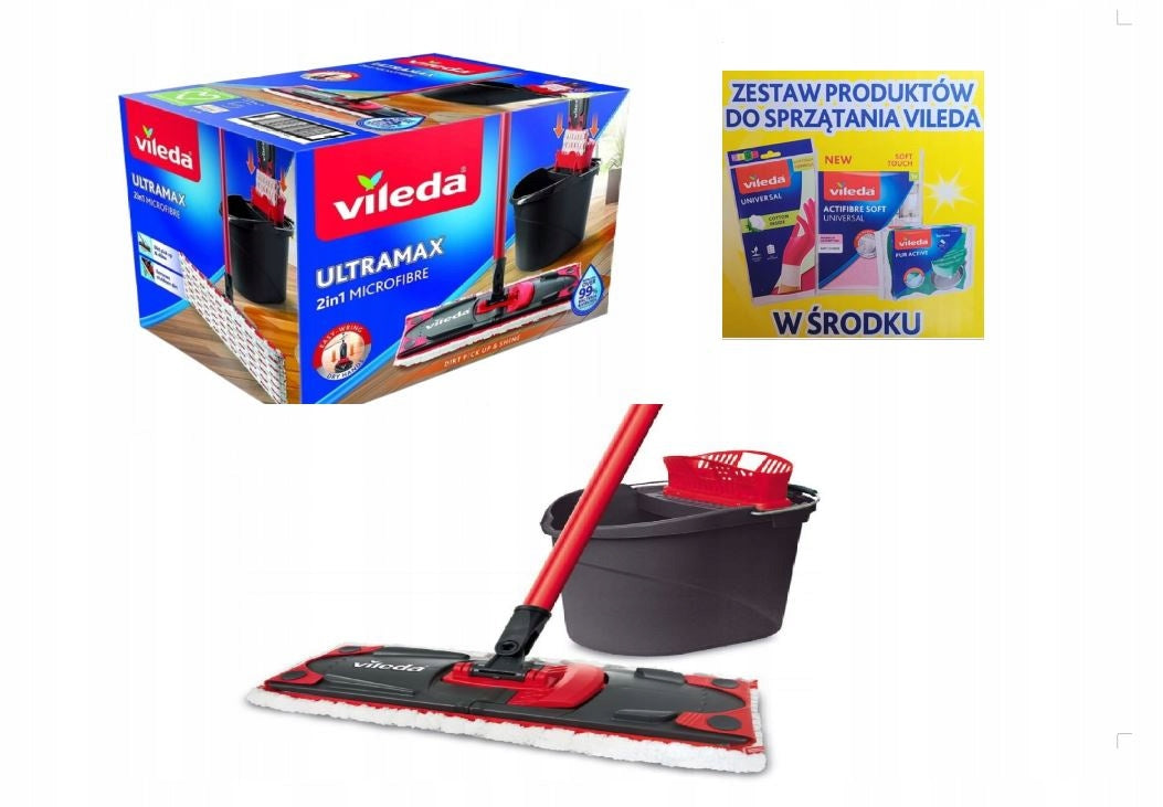 Vileda UltraMax 35 cm bucket and flat mop + 3 freebies